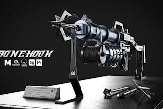 create a detailed 3d weapon model sci fi prop and game ready hard surfac