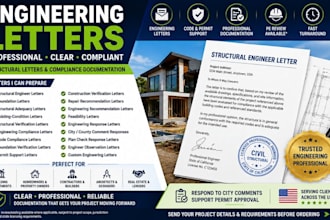 prepare structural engineer letters, foundation letters and compliance letters