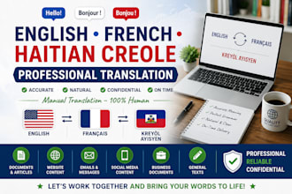 manually translate english french and haitian creole accurately