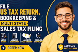 file US tax return, bookkeeping and multi state sales tax filing