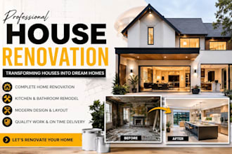 design house renovation, remodeling plans, interior and exterior design