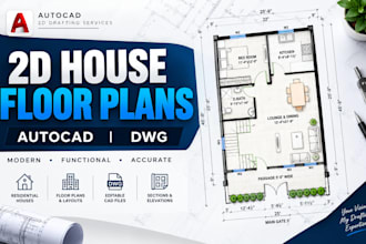 draw professional 2d house floor plans in autocad
