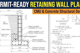 design retaining wall plans and cmu structural engineering