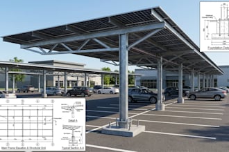 design solar parking canopies with structural and foundation plans