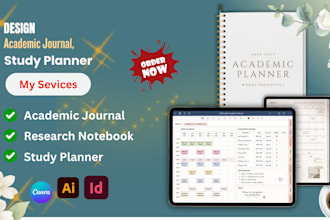 design an academic research journal, student study planner