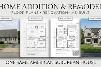 do home addition, floor plans, remodel, renovation and as built drawings in USA