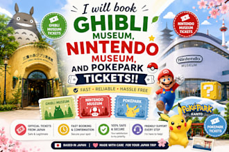 book ghibli museum, nintendo museum, and pokepark tickets