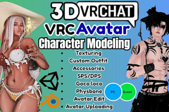 custom vrchat avatar vr character vrc avatar, nsfw 3d model vr chat humanoid vrc