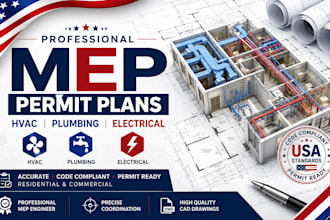 design hvac, plumbing and electrical mep plans for permit