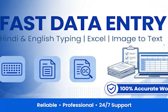 do fast data entry typing work in hindi english punjabi