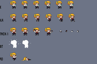 do pixel art animation, pixel art sprite sheet, pixel animation character design