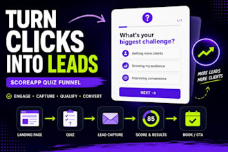 build score app quiz funnel landing page for lead generation