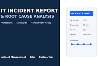 create a professional IT incident report or root cause analysis