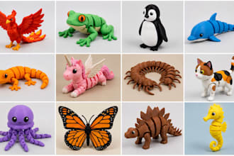 create 3d flexi articulated toy, animal, action figure and printable stl model