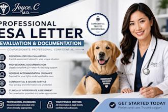 provide professional esa letter evaluation and documentation