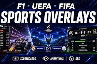 design f1 uefa and FIFA sports overlays scoreboards and animations