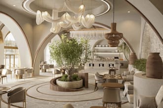 renovate cafe interior 3d rendering,coffee shop, restaurant design,2d floor plan