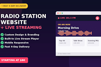 online radio station website music website dj website record label site podcast