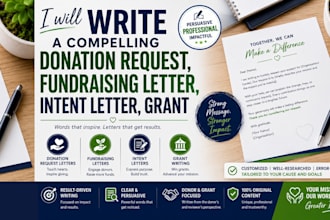 write a compelling donation request, fundraising letter, intent letter, grant