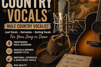 record male country vocals for your original song