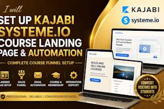setup kajabi system io course landing page automation