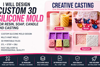 design custom 3d silicone molds for resin,soap,candle and casting