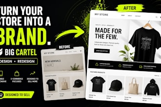 design,redesign and build a high converting big cartel store