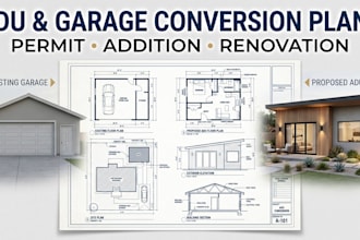 design adu plans, garage conversion and home addition permit drawings