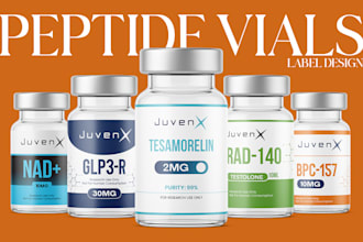 design peptide vial, pharmaceutical, medicine labels and packaging