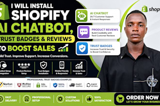 install shopify ai chatbot, product reviews and trust badges
