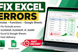 fix excel formulas, errors, functions and google sheets problems