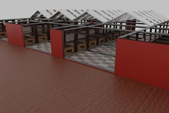 do 3d horse stall, horse stable, riding facilities with road and barn