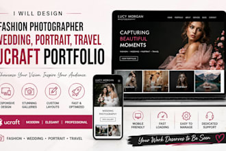 design fashion photographer wedding portrait  travel ucraft portfolio website