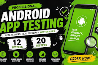 provide 12 testers google play closed testing mobile app testing 20 app testers