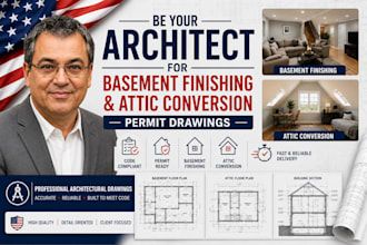 be your architect for basement finishing and attic conversion permit drawings