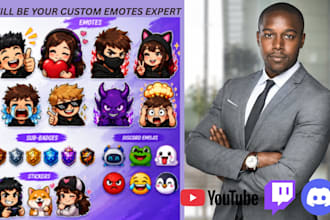 design the best twitch emotes discord emojis sub badges and sticker for you