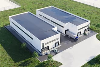 design warehouse area,industrial building,factory planning,landscape parking lot
