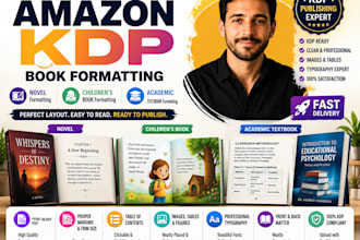 format novels, childrens books and academic textbooks for amazon KDP