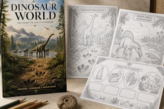design premium dinosaur educational and activity books for children