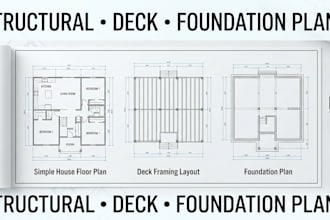 draw california structural or deck framing and foundation plan