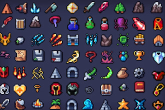 create pixel icon, pixel art item icon, minecraft icon game asset  for your game