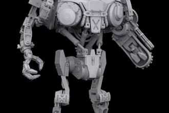 sculpt custom robotic action figurine for 3d printing,collectibles,2d to 3d, stl