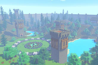 build a low poly map, studded map with custom terrain design for roblox game