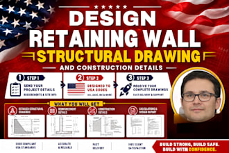 design retaining wall structural drawing and construction details