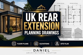 do UK rear house extension planning drawings
