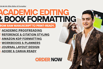 do academic editing ebook writing kdp formatting, workbook journals canva design
