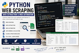 scrape websites with python, extract data and create custom web scrapers