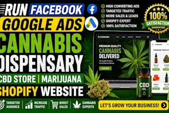 run facebook google ads cannabis dispensary cbd store marijuana shopify website