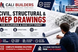 do civil structural engineering mep drawings for california ohio city permit