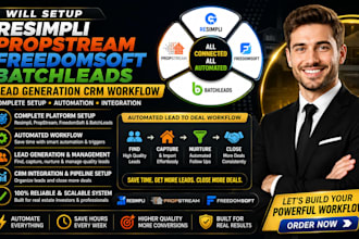 setup resimpli propstream freedomsoft batchleads lead generation crm workflow